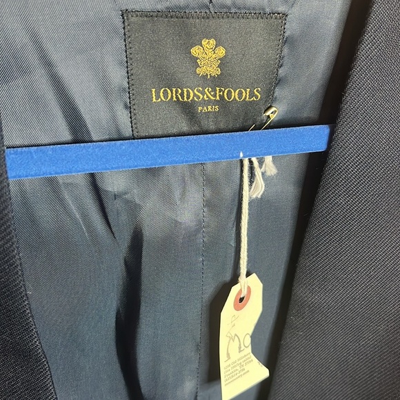 NWT Lords & Fools Wool Blend Costume Vest Button Lined Pocket Blue Embroidered - Picture 5 of 10